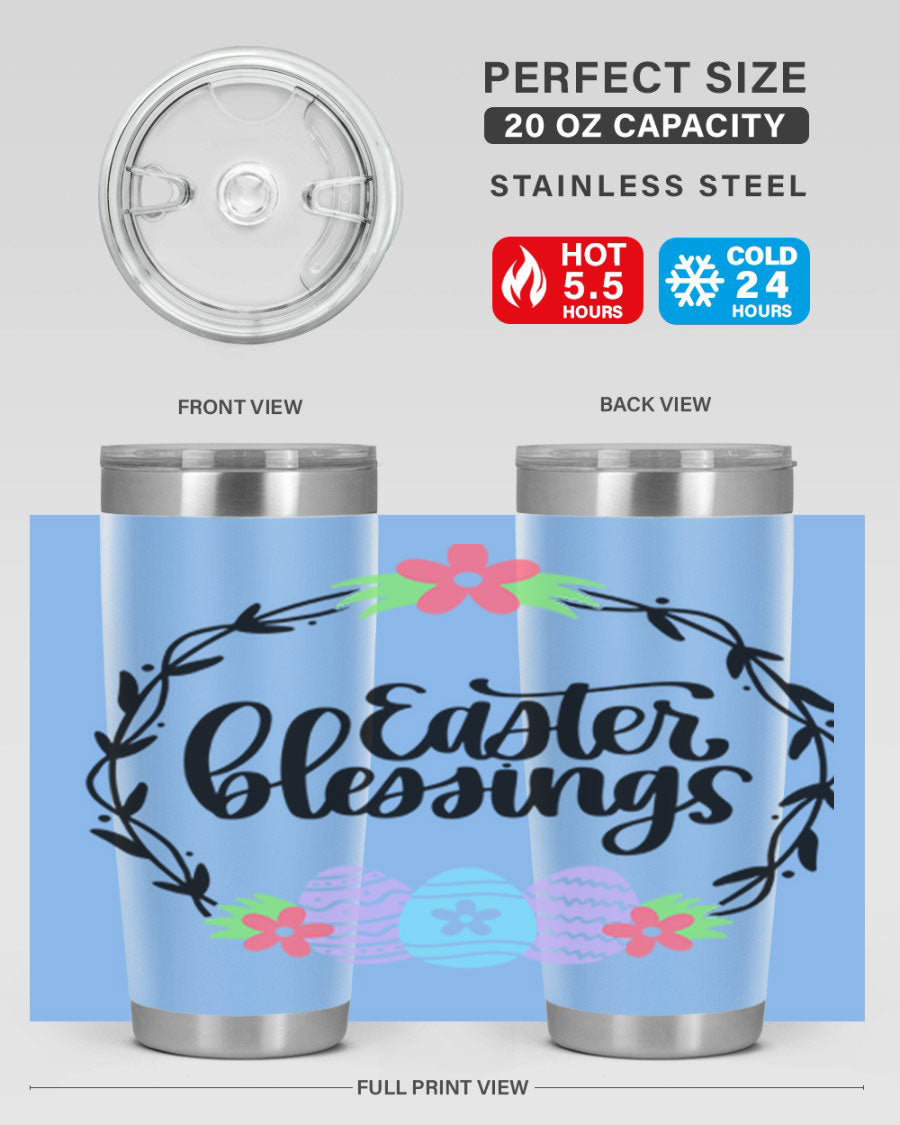 Easter Blessings 20oz and 30oz Tumblers featuring double wall vacuum stainless steel design with vibrant Easter-themed prints.