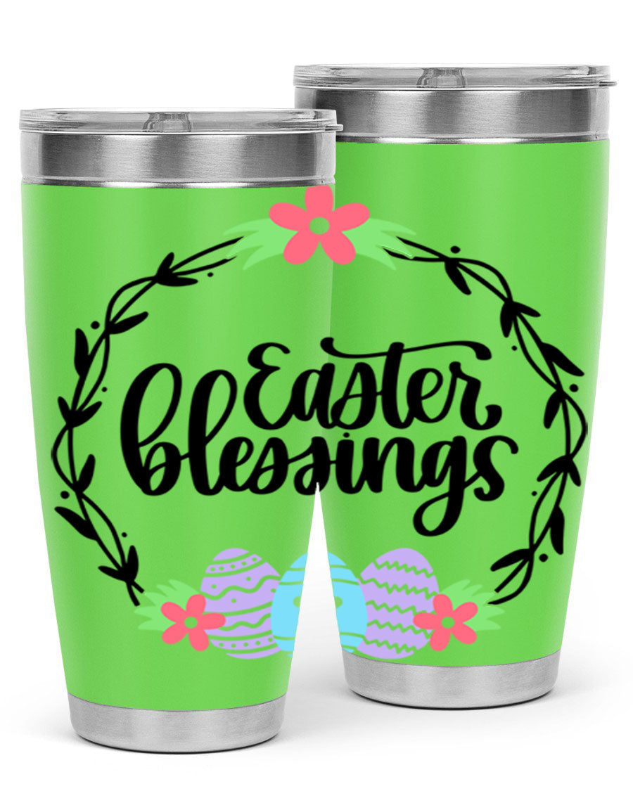 Easter Blessings 20oz and 30oz Tumblers featuring double wall vacuum stainless steel design with vibrant Easter-themed prints.