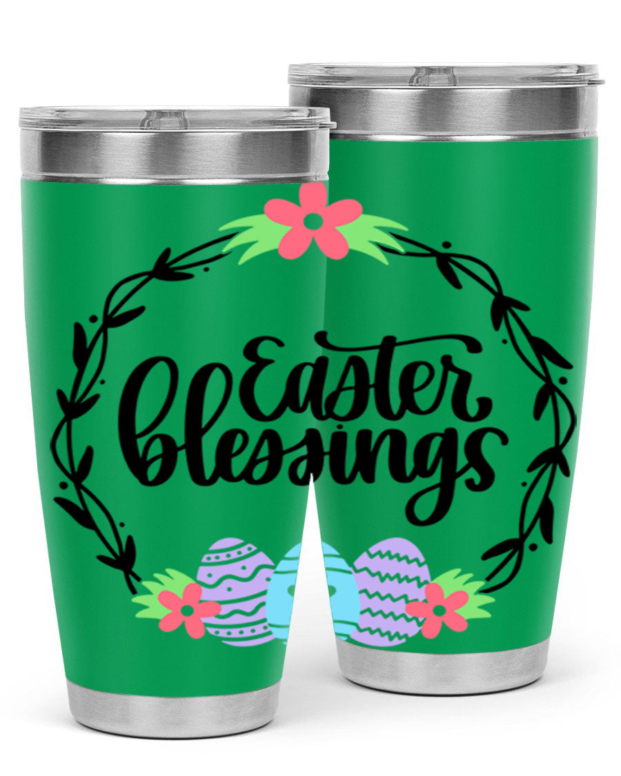 Easter Blessings 20oz and 30oz Tumblers featuring double wall vacuum stainless steel design with vibrant Easter-themed prints.