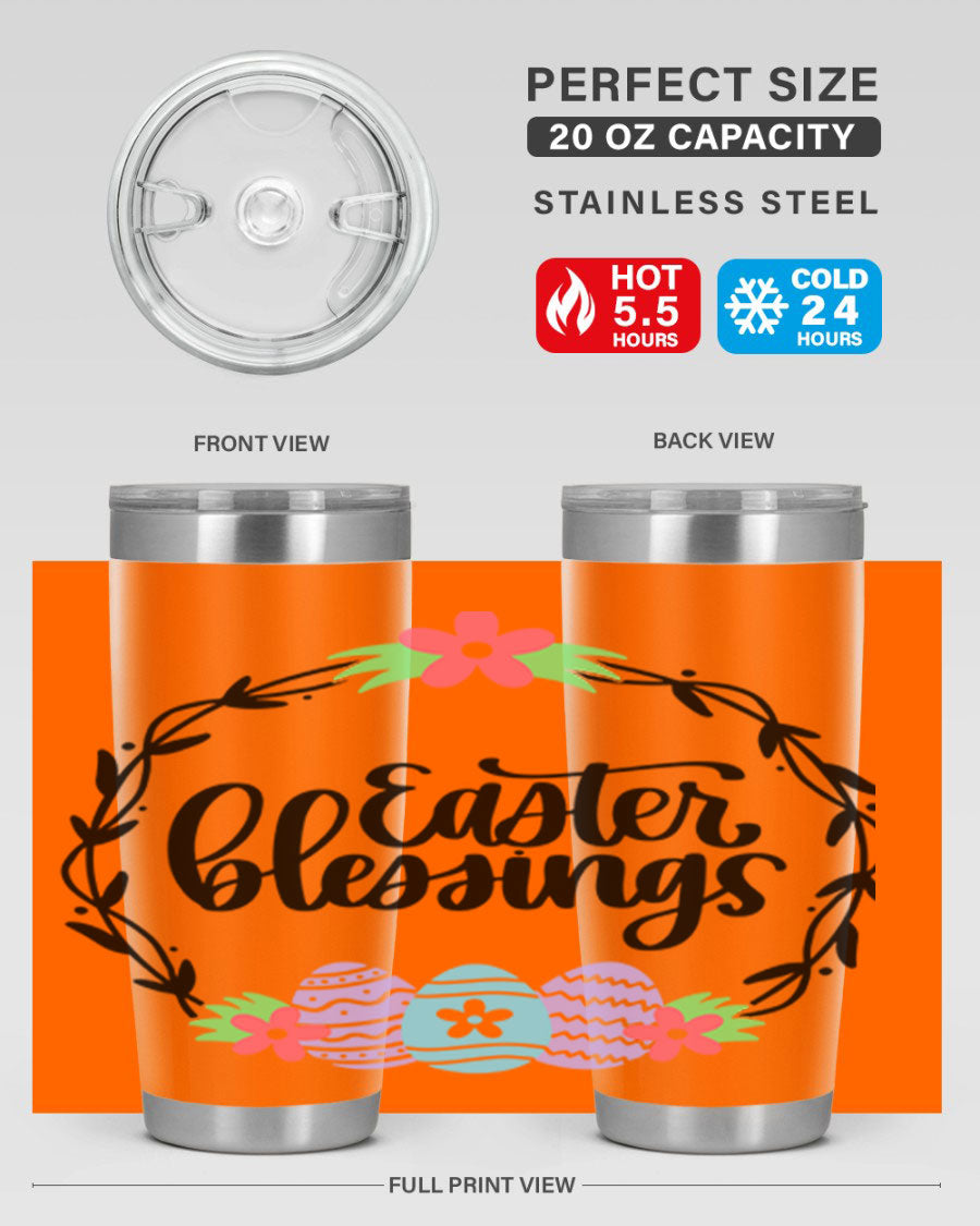 Easter Blessings 20oz and 30oz Tumblers featuring double wall vacuum stainless steel design with vibrant Easter-themed prints.