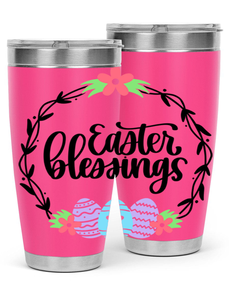 Easter Blessings 20oz and 30oz Tumblers featuring double wall vacuum stainless steel design with vibrant Easter-themed prints.