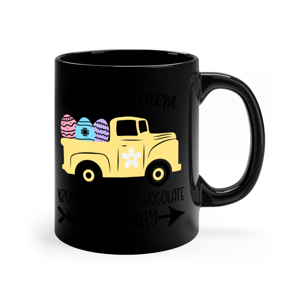 Easter Egg Farm 58# Mug featuring a two-tone design with a colored handle and glossy finish, available in multiple colors.