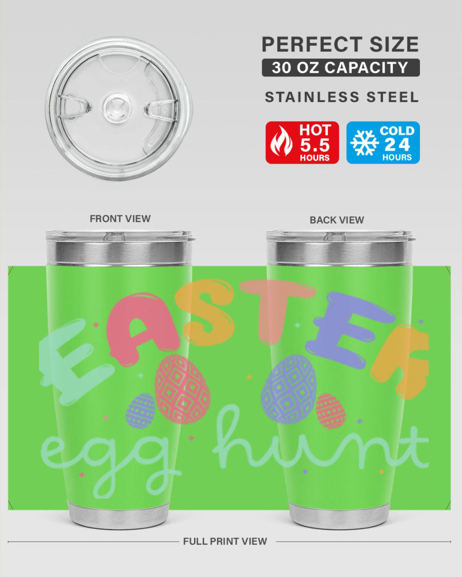 Easter egg hunt126# 20oz Tumbler featuring double wall vacuum insulation and vibrant Easter-themed design.