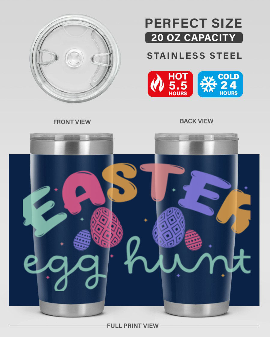 Easter egg hunt126# 20oz Tumbler featuring double wall vacuum insulation and vibrant Easter-themed design.