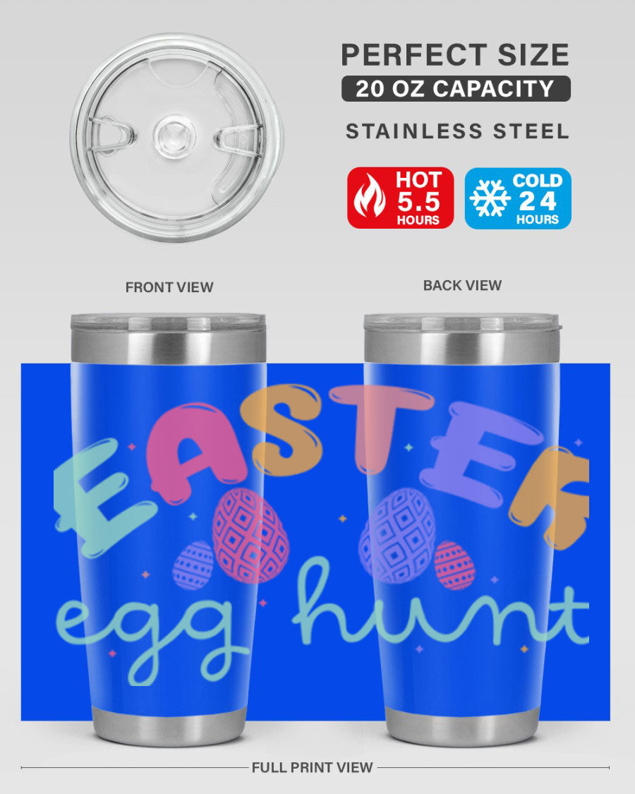 Easter egg hunt126# 20oz Tumbler featuring double wall vacuum insulation and vibrant Easter-themed design.