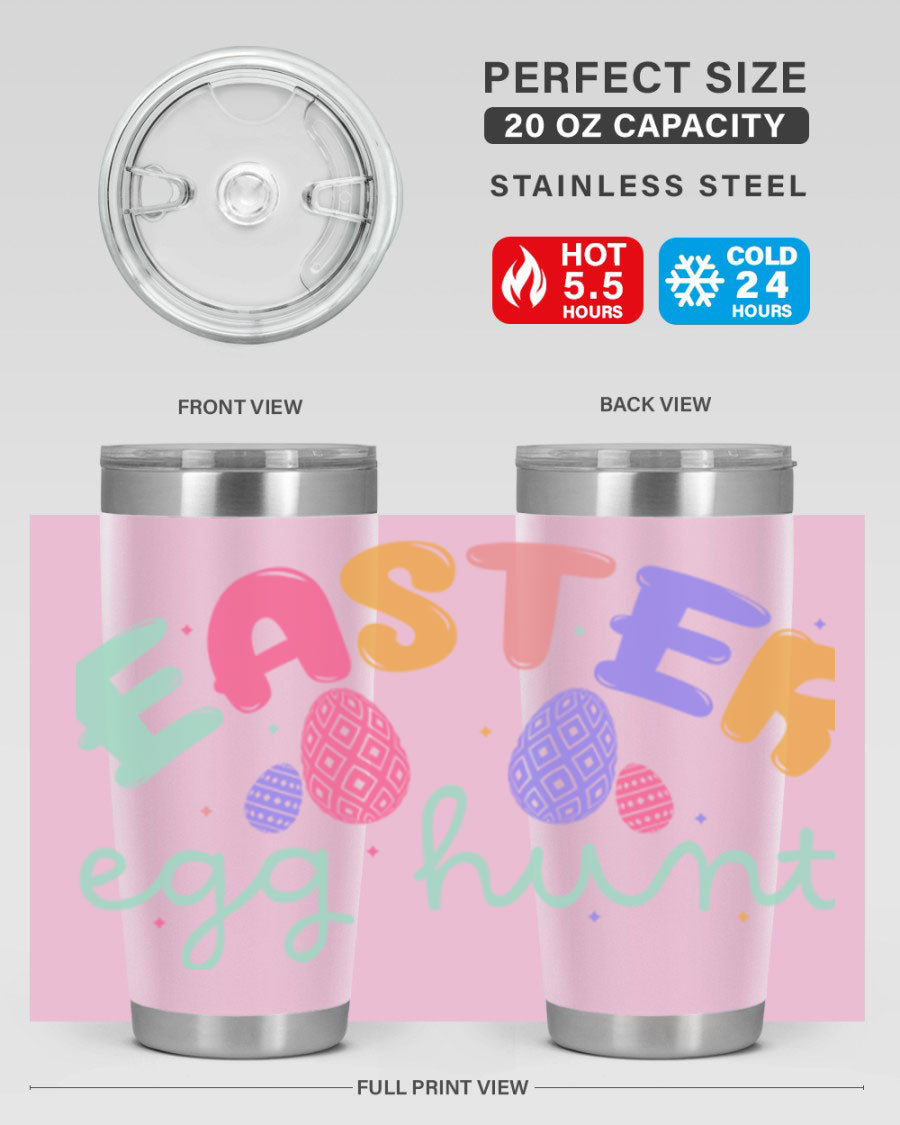 Easter egg hunt126# 20oz Tumbler featuring double wall vacuum insulation and vibrant Easter-themed design.