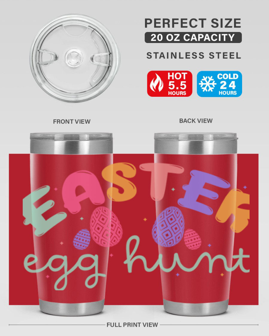 Easter egg hunt126# 20oz Tumbler featuring double wall vacuum insulation and vibrant Easter-themed design.