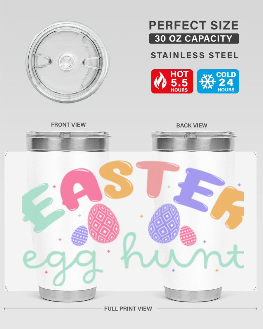 Easter egg hunt126# 20oz Tumbler featuring double wall vacuum insulation and vibrant Easter-themed design.