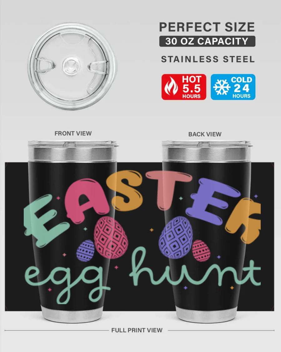 Easter egg hunt126# 20oz Tumbler featuring double wall vacuum insulation and vibrant Easter-themed design.