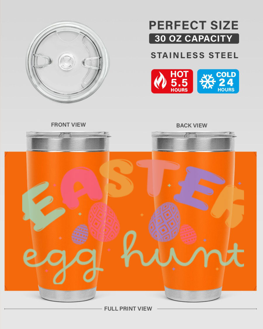 Easter egg hunt126# 20oz Tumbler featuring double wall vacuum insulation and vibrant Easter-themed design.