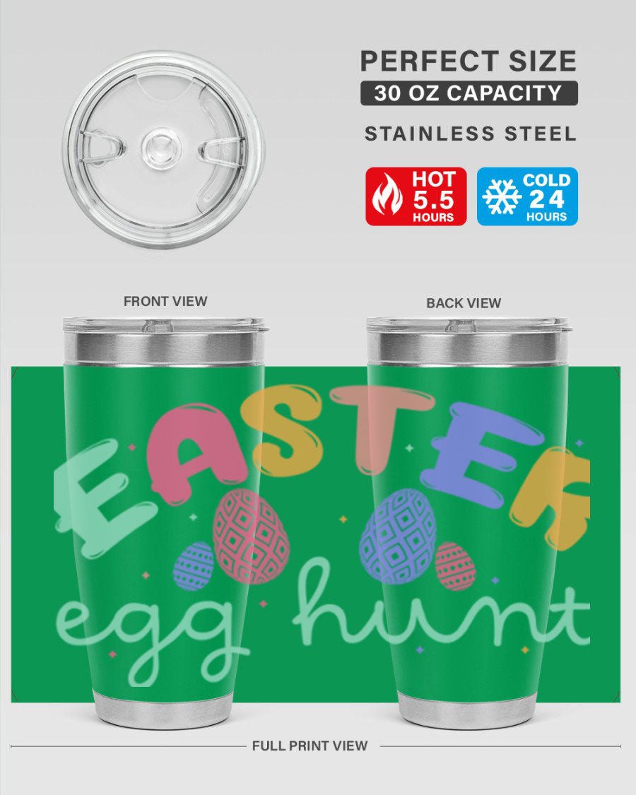 Easter egg hunt126# 20oz Tumbler featuring double wall vacuum insulation and vibrant Easter-themed design.