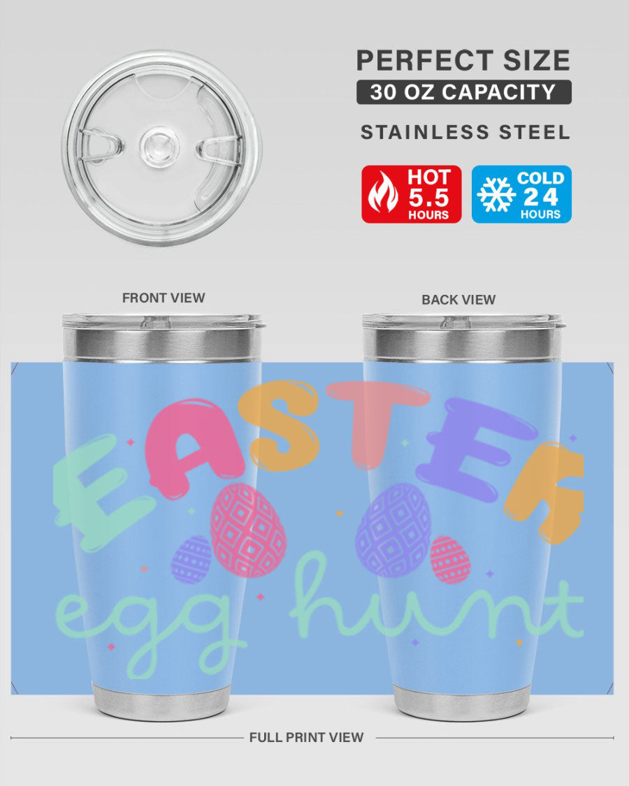 Easter egg hunt126# 20oz Tumbler featuring double wall vacuum insulation and vibrant Easter-themed design.