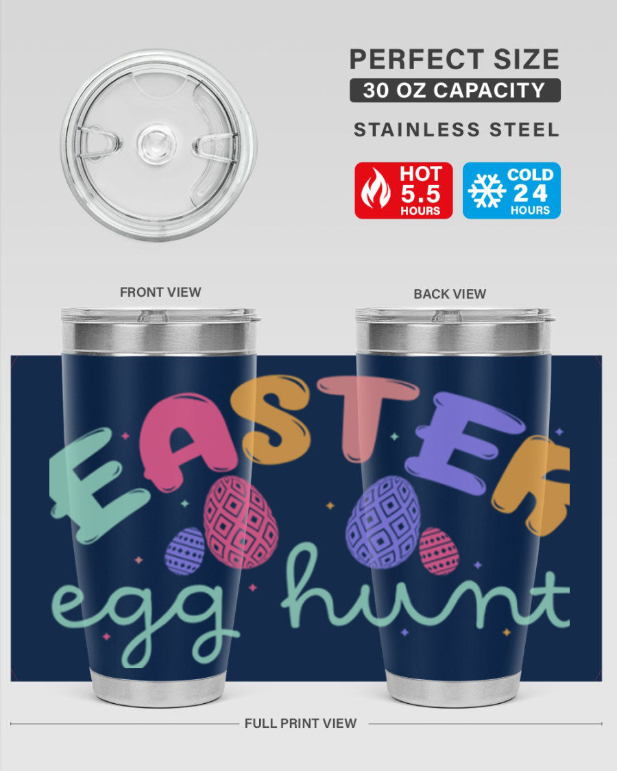 Easter egg hunt126# 20oz Tumbler featuring double wall vacuum insulation and vibrant Easter-themed design.