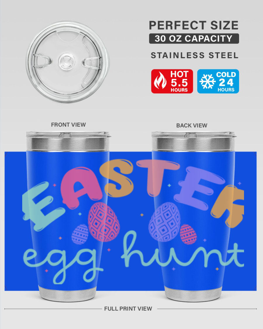 Easter egg hunt126# 20oz Tumbler featuring double wall vacuum insulation and vibrant Easter-themed design.