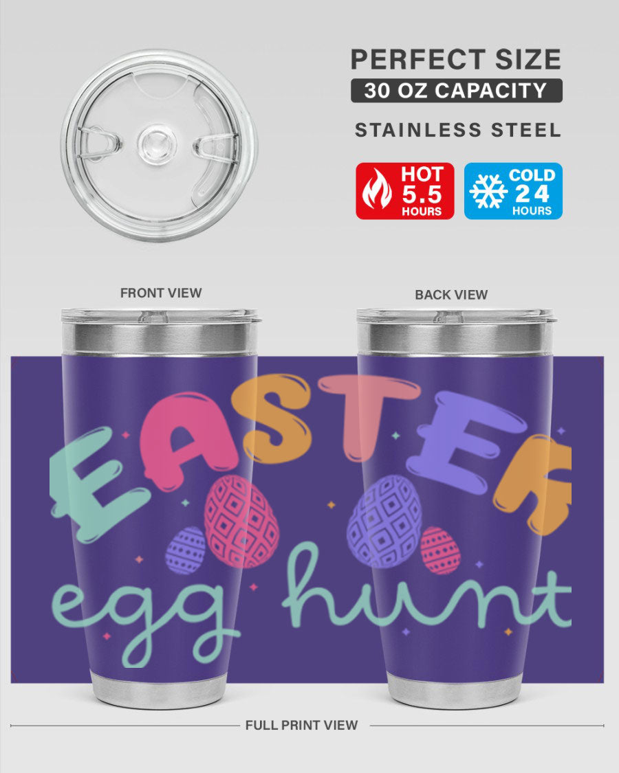 Easter egg hunt126# 20oz Tumbler featuring double wall vacuum insulation and vibrant Easter-themed design.