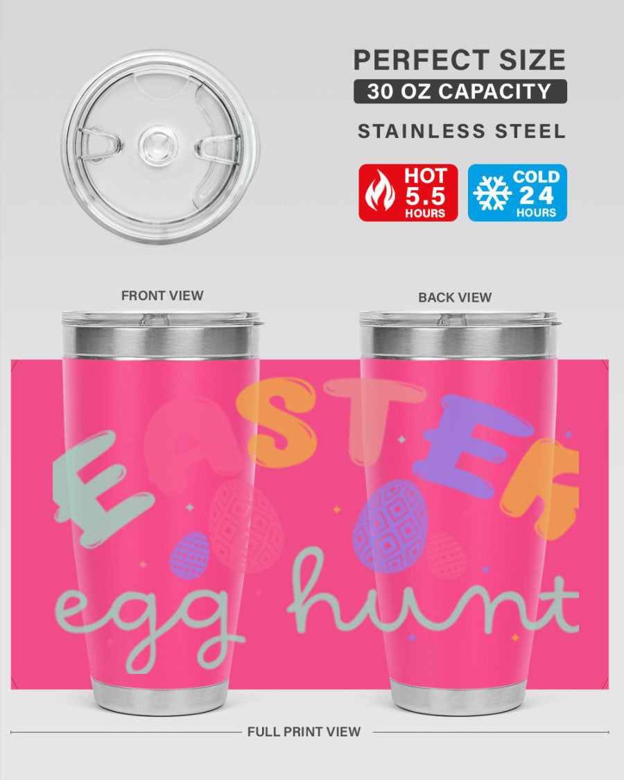 Easter egg hunt126# 20oz Tumbler featuring double wall vacuum insulation and vibrant Easter-themed design.