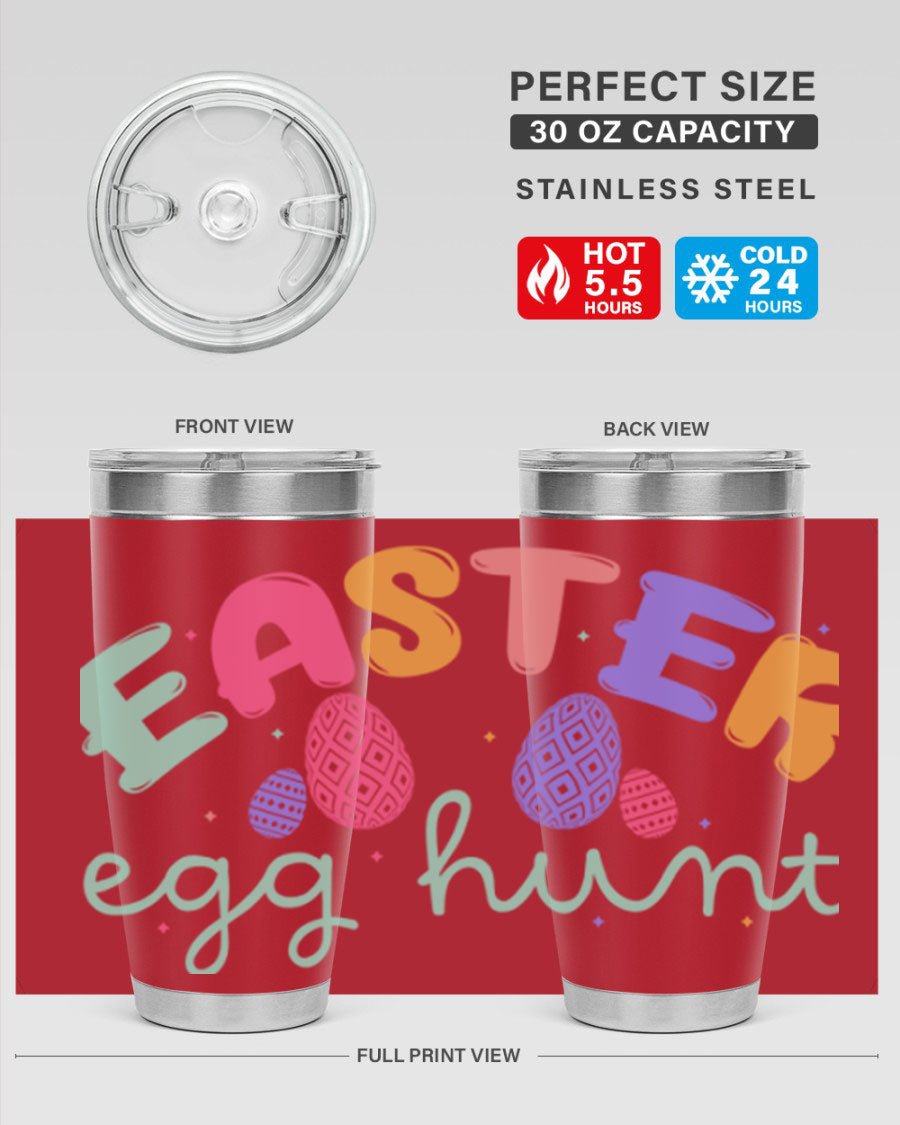 Easter egg hunt126# 20oz Tumbler featuring double wall vacuum insulation and vibrant Easter-themed design.