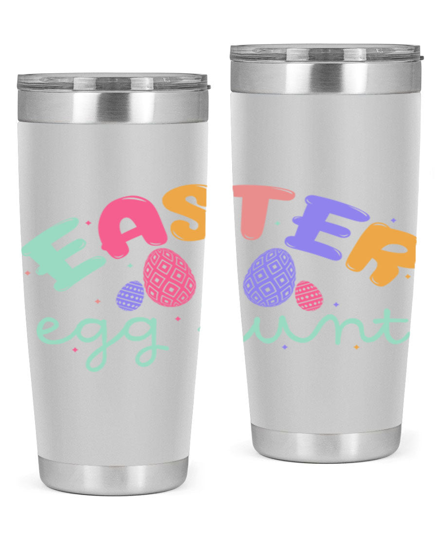Easter egg hunt126# 20oz Tumbler featuring double wall vacuum insulation and vibrant Easter-themed design.