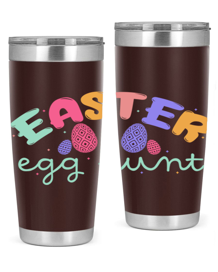 Easter egg hunt126# 20oz Tumbler featuring double wall vacuum insulation and vibrant Easter-themed design.