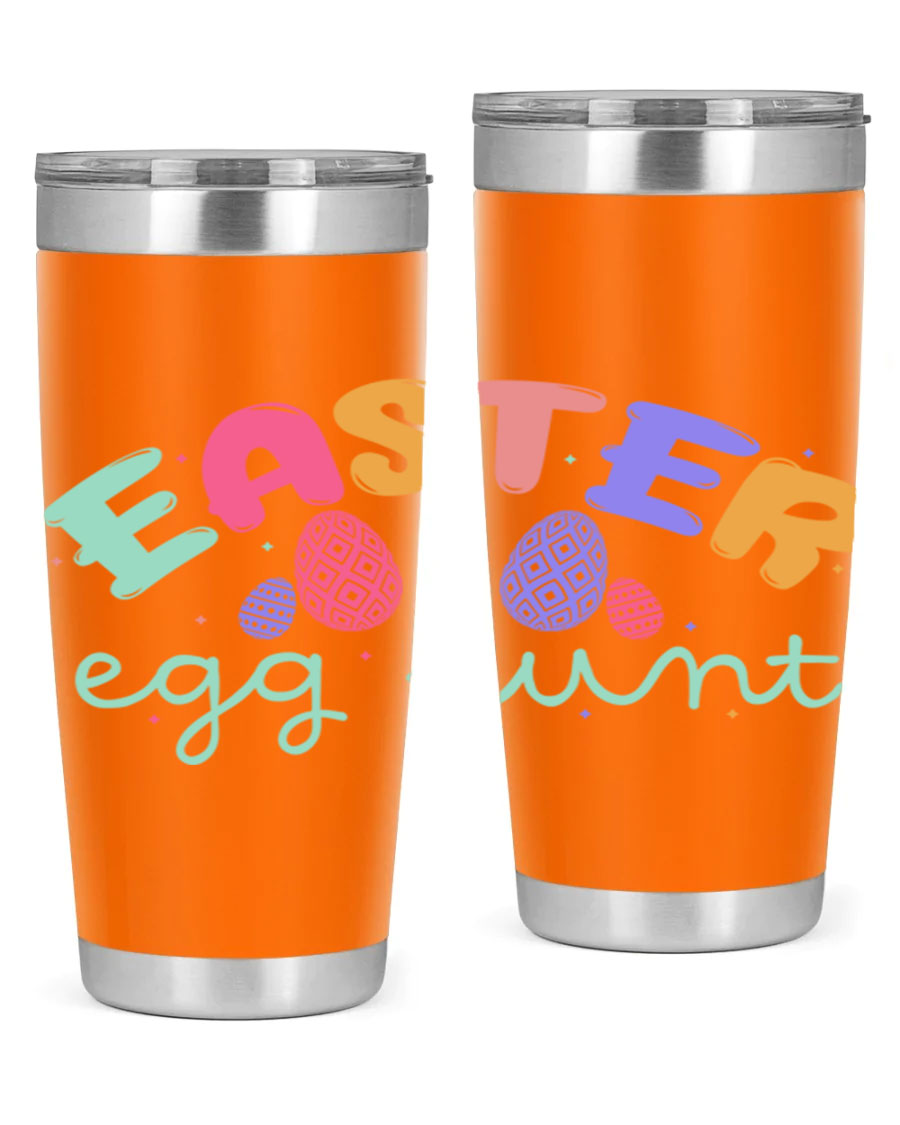 Easter egg hunt126# 20oz Tumbler featuring double wall vacuum insulation and vibrant Easter-themed design.