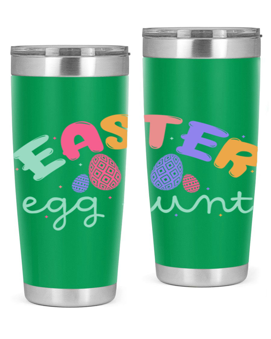 Easter egg hunt126# 20oz Tumbler featuring double wall vacuum insulation and vibrant Easter-themed design.
