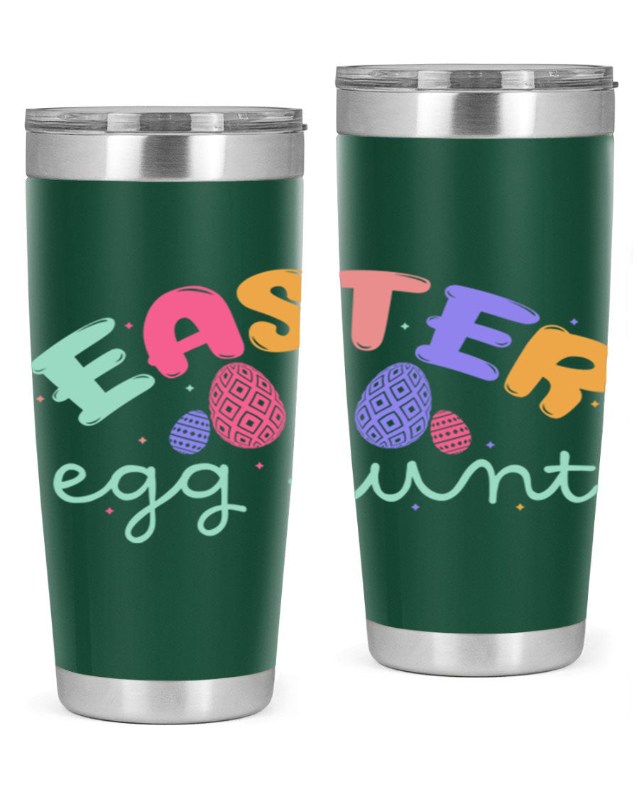Easter egg hunt126# 20oz Tumbler featuring double wall vacuum insulation and vibrant Easter-themed design.