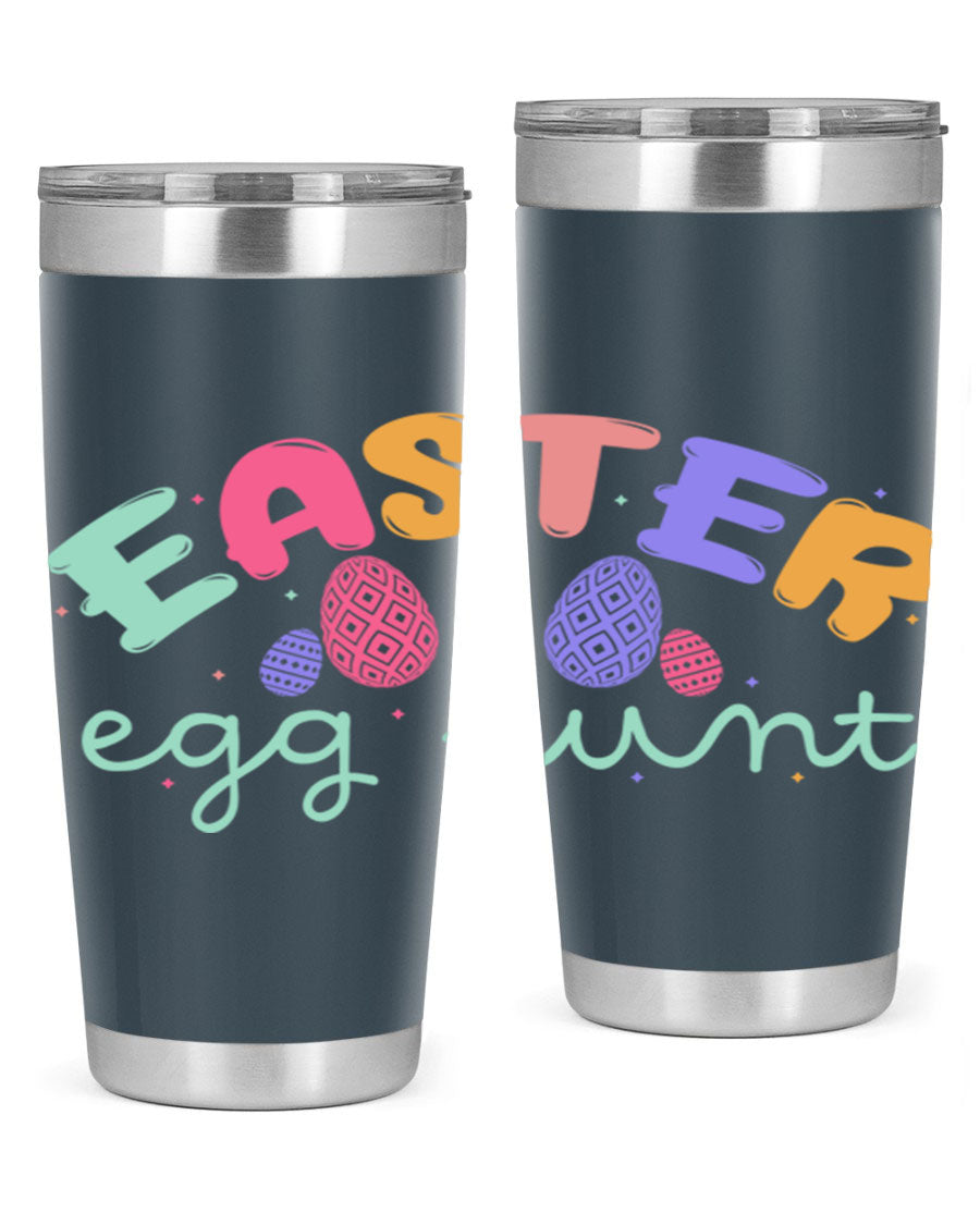 Easter egg hunt126# 20oz Tumbler featuring double wall vacuum insulation and vibrant Easter-themed design.