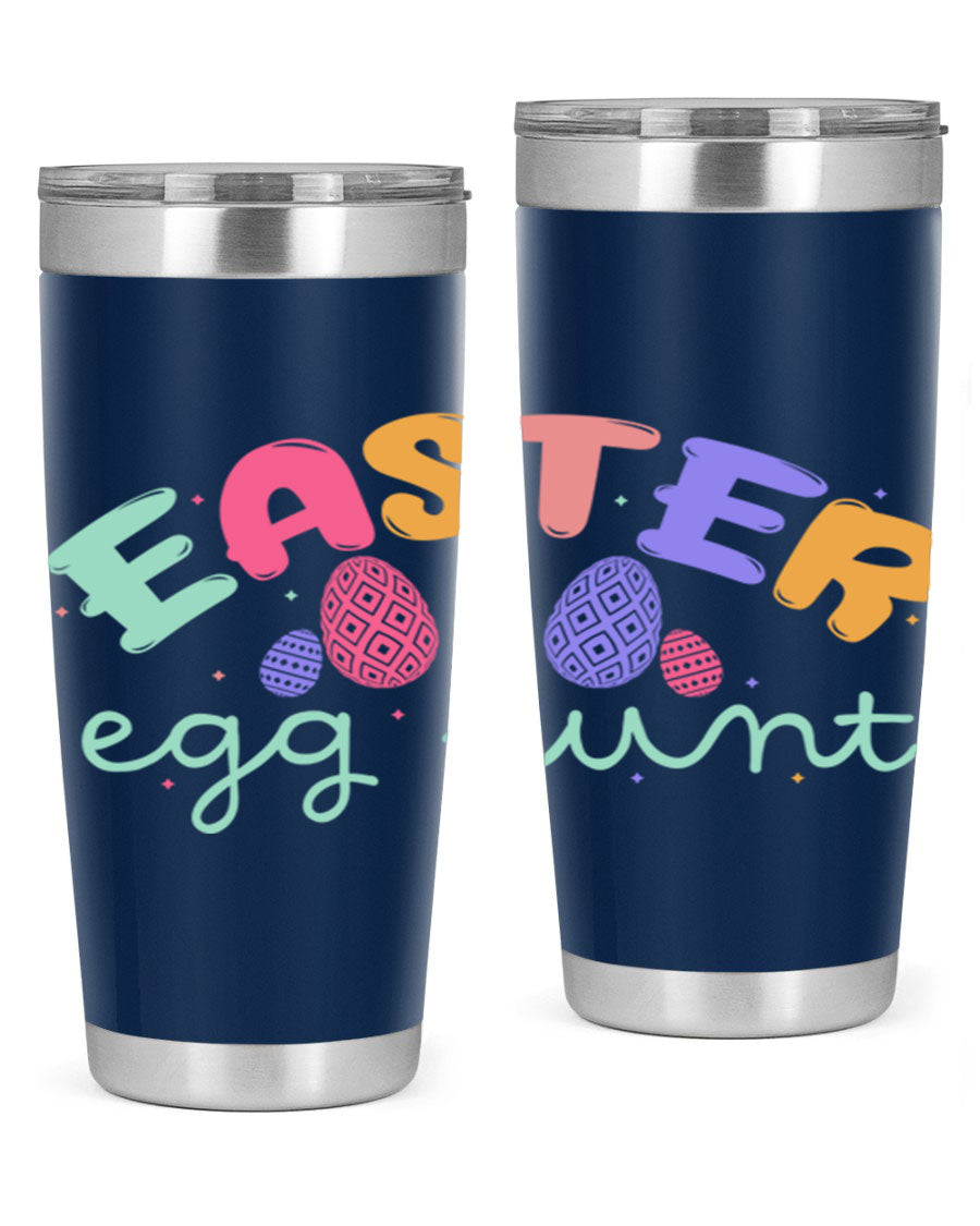 Easter egg hunt126# 20oz Tumbler featuring double wall vacuum insulation and vibrant Easter-themed design.