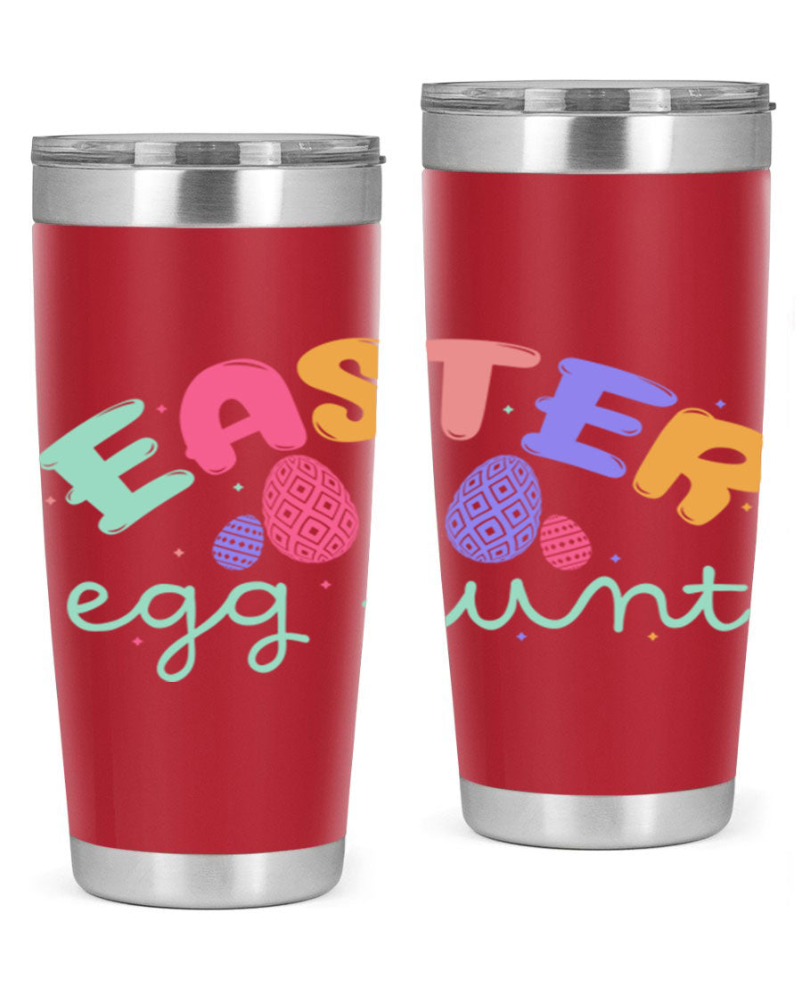 Easter egg hunt126# 20oz Tumbler featuring double wall vacuum insulation and vibrant Easter-themed design.