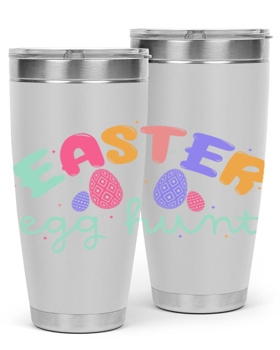 Easter egg hunt126# 20oz Tumbler featuring double wall vacuum insulation and vibrant Easter-themed design.