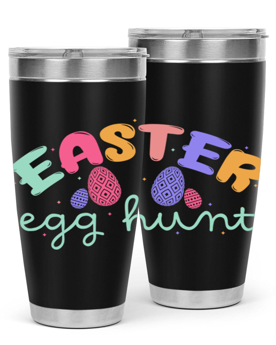 Easter egg hunt126# 20oz Tumbler featuring double wall vacuum insulation and vibrant Easter-themed design.