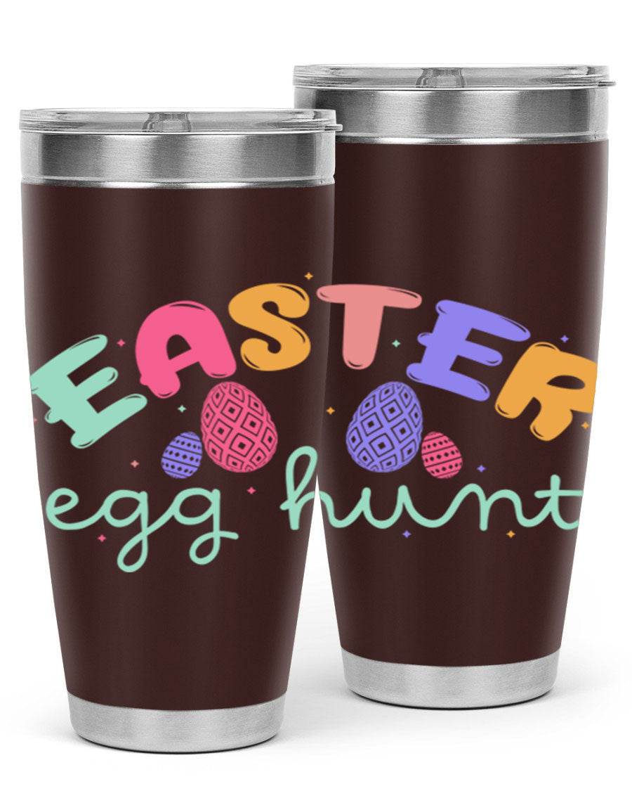 Easter egg hunt126# 20oz Tumbler featuring double wall vacuum insulation and vibrant Easter-themed design.