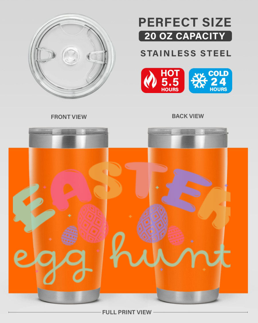 Easter egg hunt126# 20oz Tumbler featuring double wall vacuum insulation and vibrant Easter-themed design.
