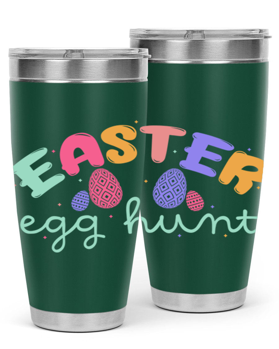 Easter egg hunt126# 20oz Tumbler featuring double wall vacuum insulation and vibrant Easter-themed design.