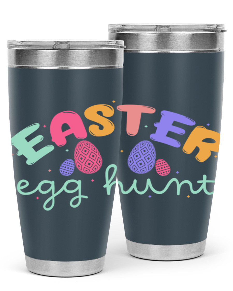 Easter egg hunt126# 20oz Tumbler featuring double wall vacuum insulation and vibrant Easter-themed design.