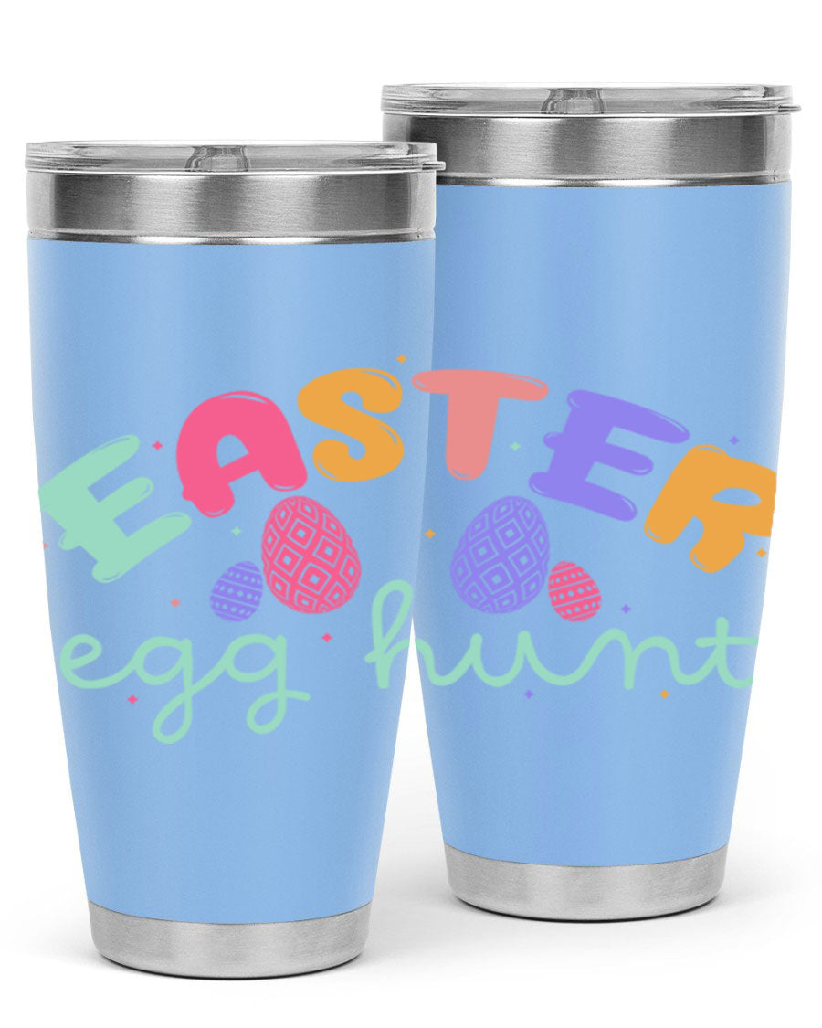 Easter egg hunt126# 20oz Tumbler featuring double wall vacuum insulation and vibrant Easter-themed design.