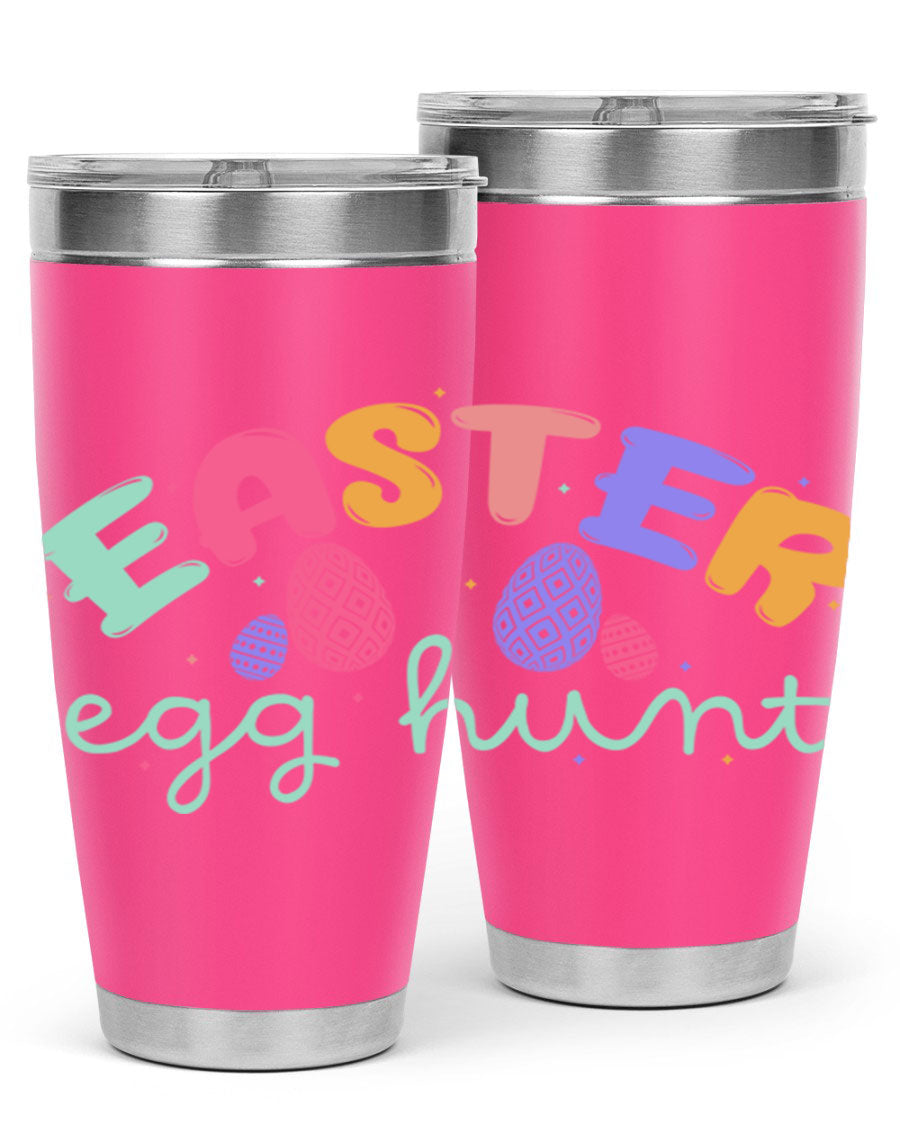Easter egg hunt126# 20oz Tumbler featuring double wall vacuum insulation and vibrant Easter-themed design.