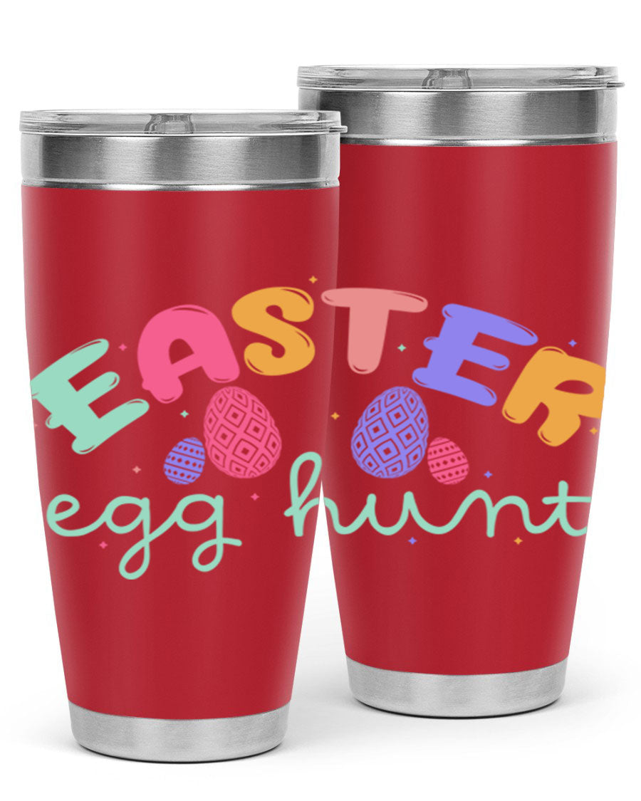 Easter egg hunt126# 20oz Tumbler featuring double wall vacuum insulation and vibrant Easter-themed design.