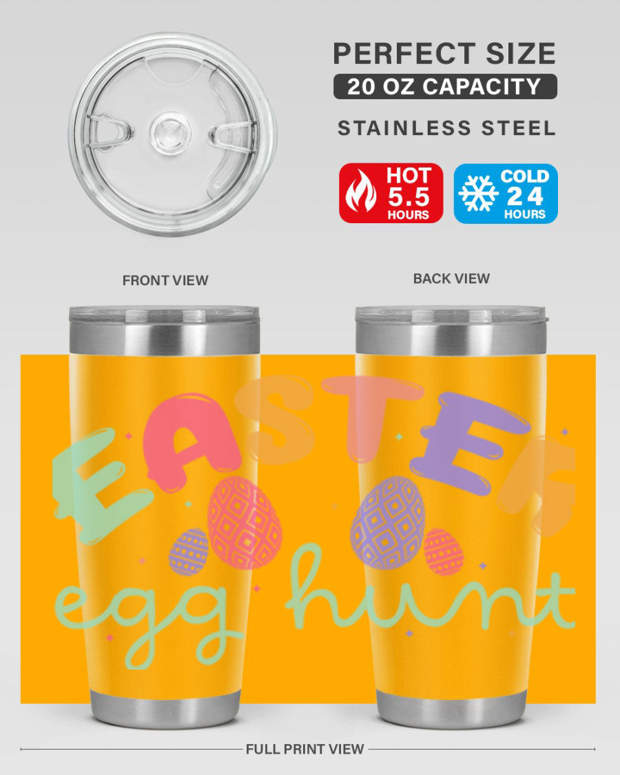 Easter egg hunt126# 20oz Tumbler featuring double wall vacuum insulation and vibrant Easter-themed design.