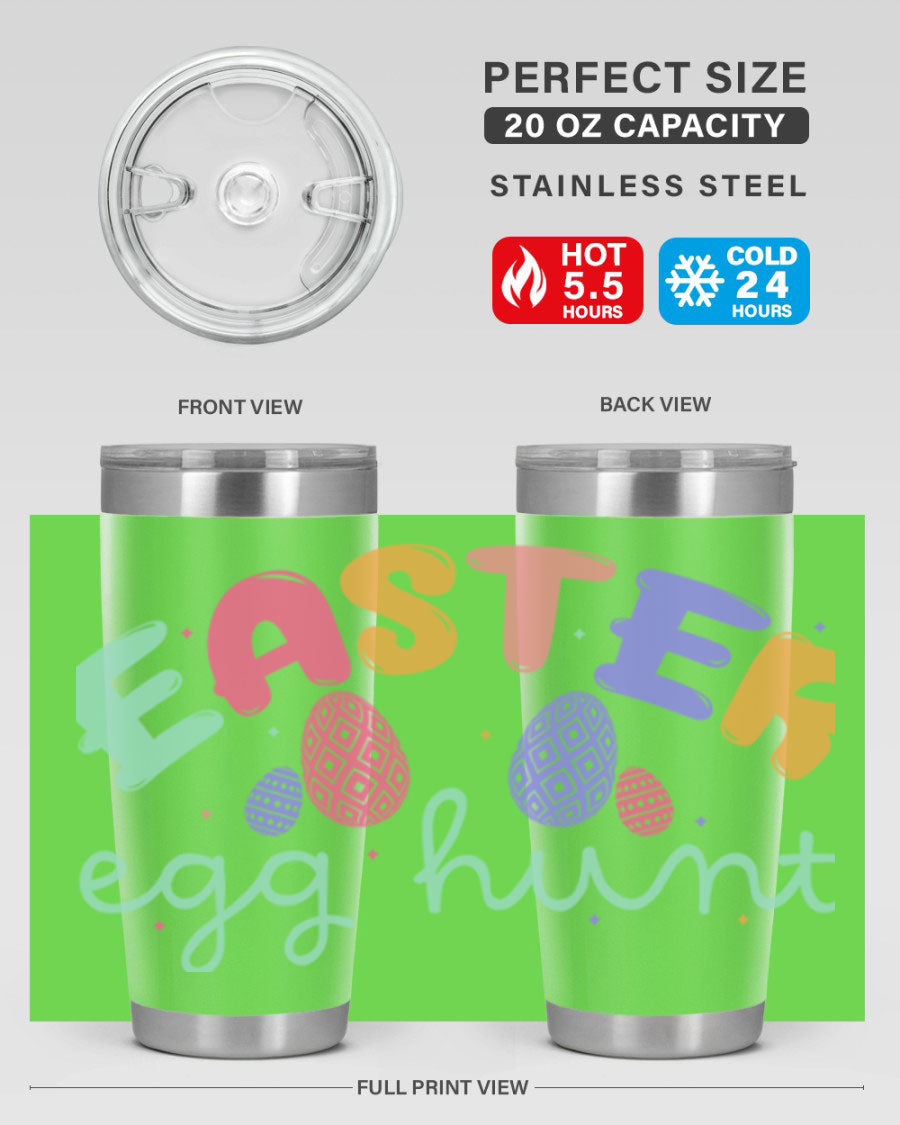 Easter egg hunt126# 20oz Tumbler featuring double wall vacuum insulation and vibrant Easter-themed design.