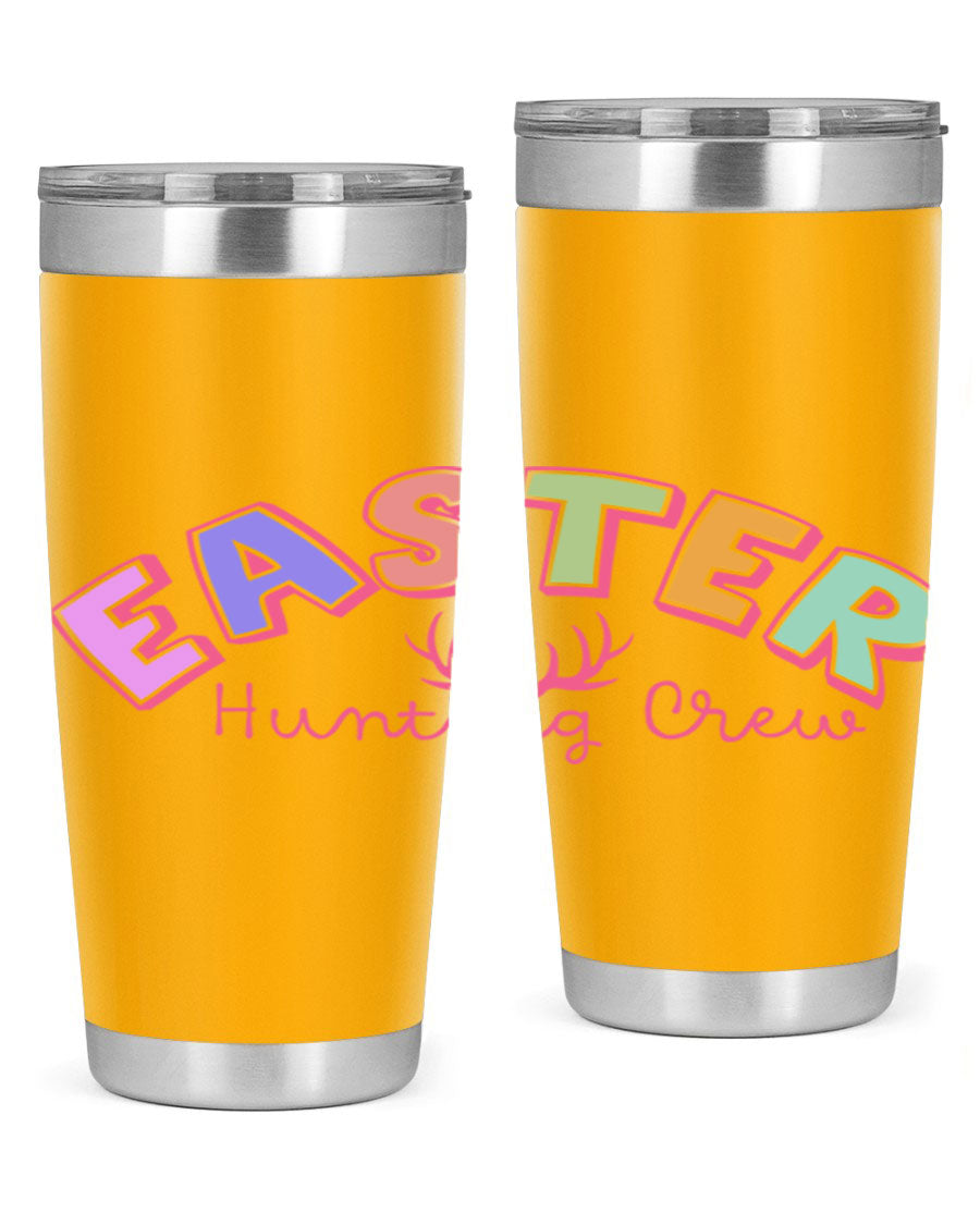 Easter Hunting Crew 20oz Tumbler featuring double wall vacuum insulation and a vibrant design, perfect for keeping drinks hot or cold.