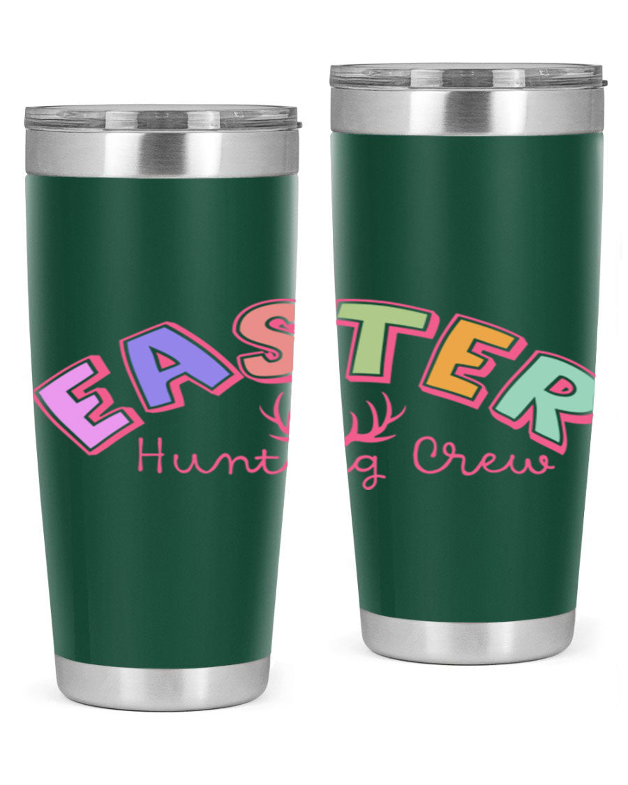 Easter Hunting Crew 20oz Tumbler featuring double wall vacuum insulation and a vibrant design, perfect for keeping drinks hot or cold.