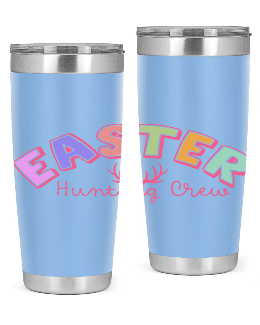 Easter Hunting Crew 20oz Tumbler featuring double wall vacuum insulation and a vibrant design, perfect for keeping drinks hot or cold.