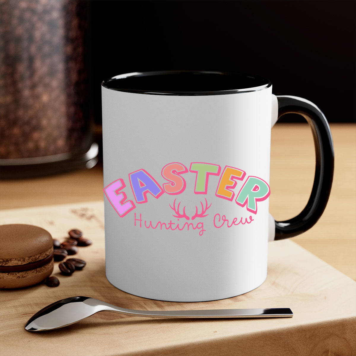 Easter hunting crew127# Mug featuring a two-tone design with a colored handle and interior, available in multiple colors.
