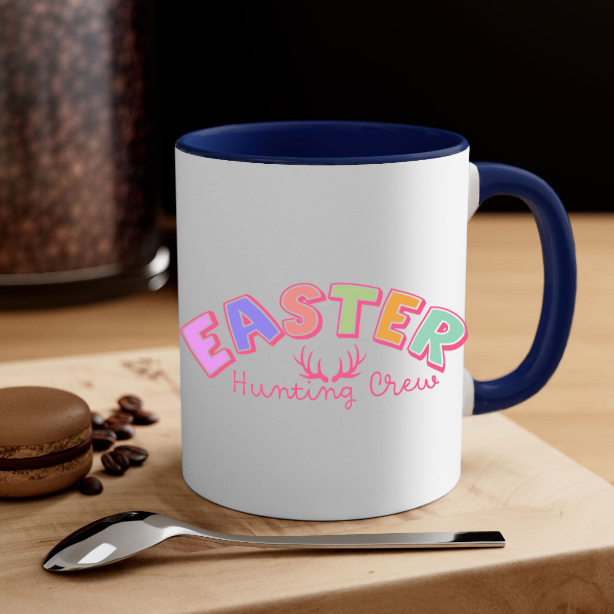 Easter hunting crew127# Mug featuring a two-tone design with a colored handle and interior, available in multiple colors.