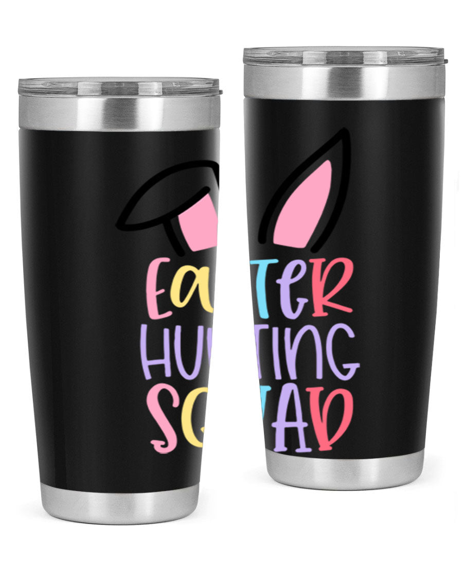 Easter Hunting Squad 20oz Tumbler featuring double wall vacuum stainless steel design with vibrant Easter-themed graphics.