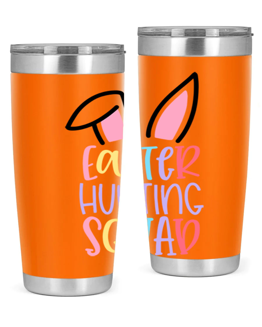 Easter Hunting Squad 20oz Tumbler featuring double wall vacuum stainless steel design with vibrant Easter-themed graphics.