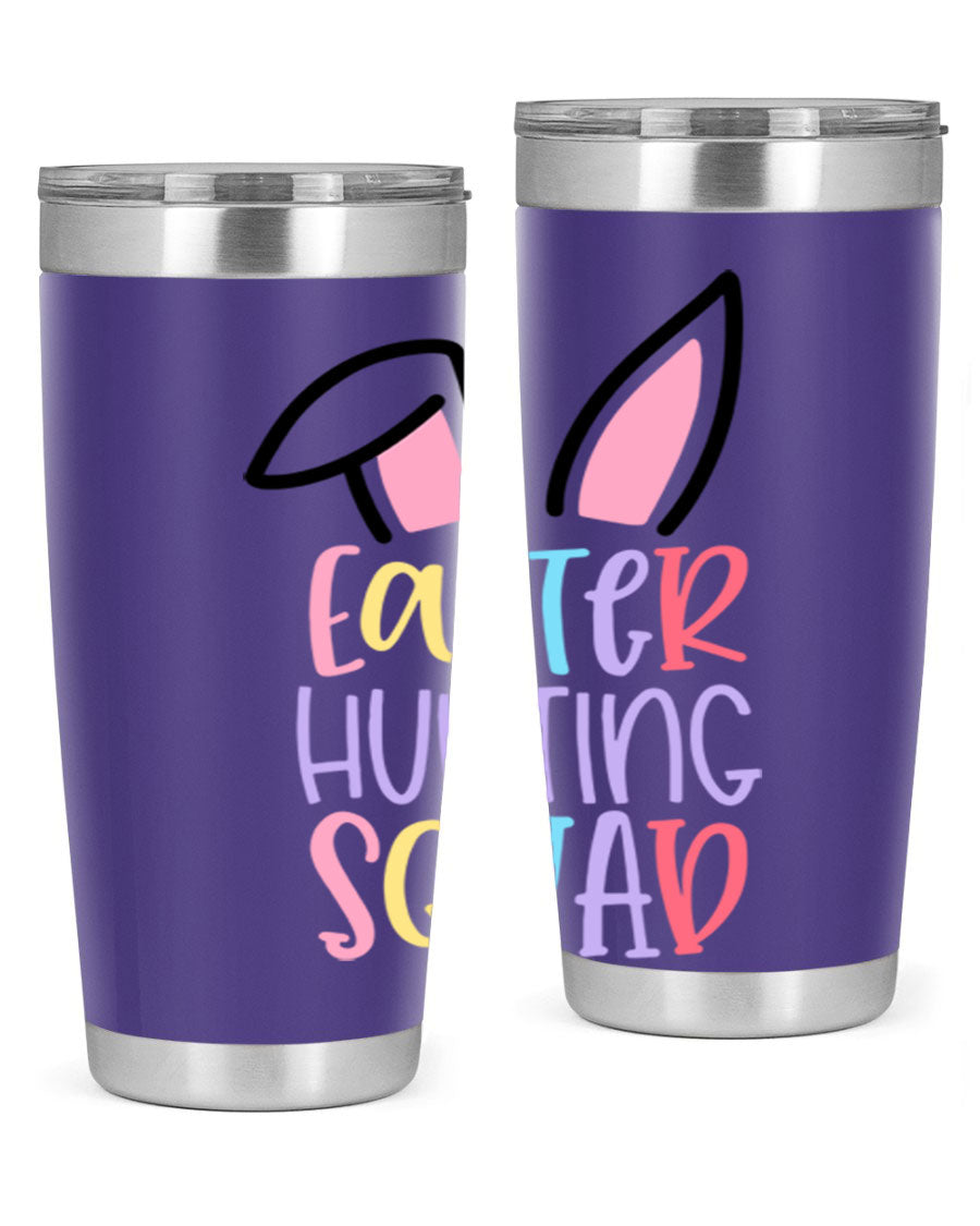 Easter Hunting Squad 20oz Tumbler featuring double wall vacuum stainless steel design with vibrant Easter-themed graphics.