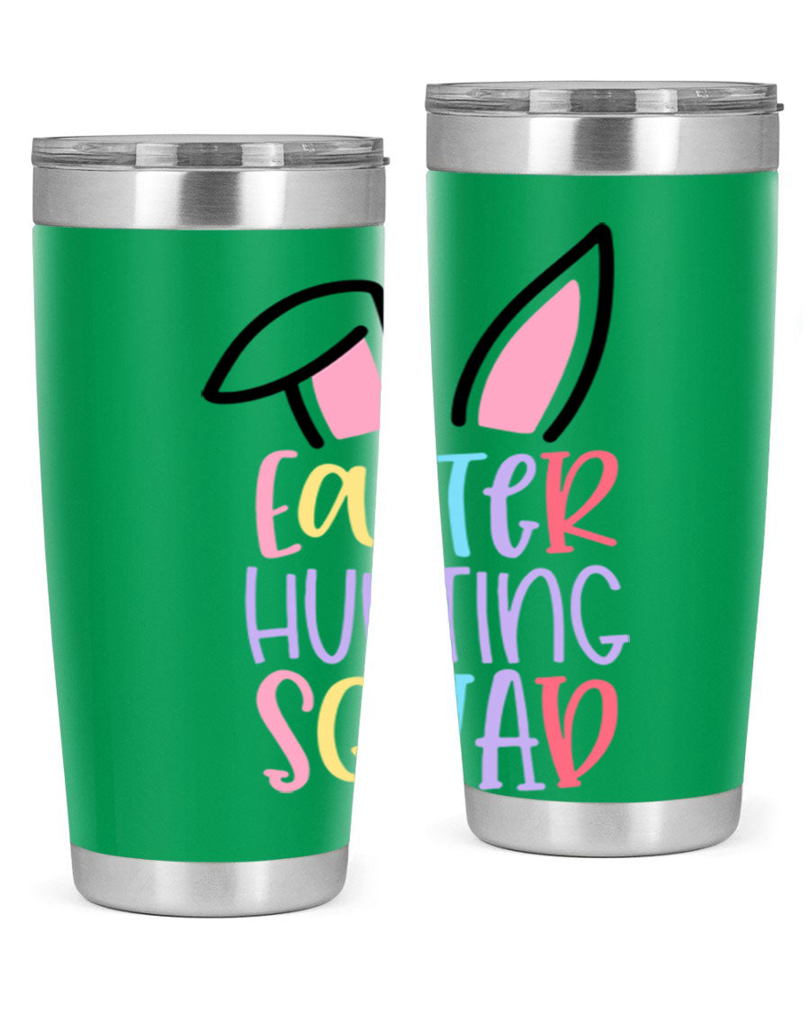 Easter Hunting Squad 20oz Tumbler featuring double wall vacuum stainless steel design with vibrant Easter-themed graphics.
