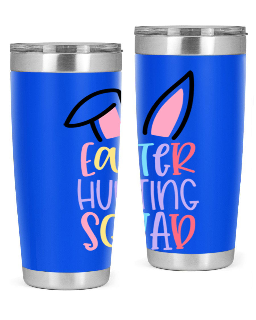 Easter Hunting Squad 20oz Tumbler featuring double wall vacuum stainless steel design with vibrant Easter-themed graphics.